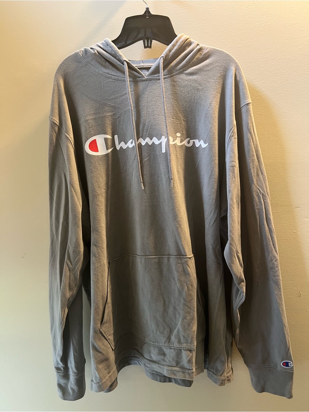 Champion Men’s Gray Crewneck Hoodie with White Logo